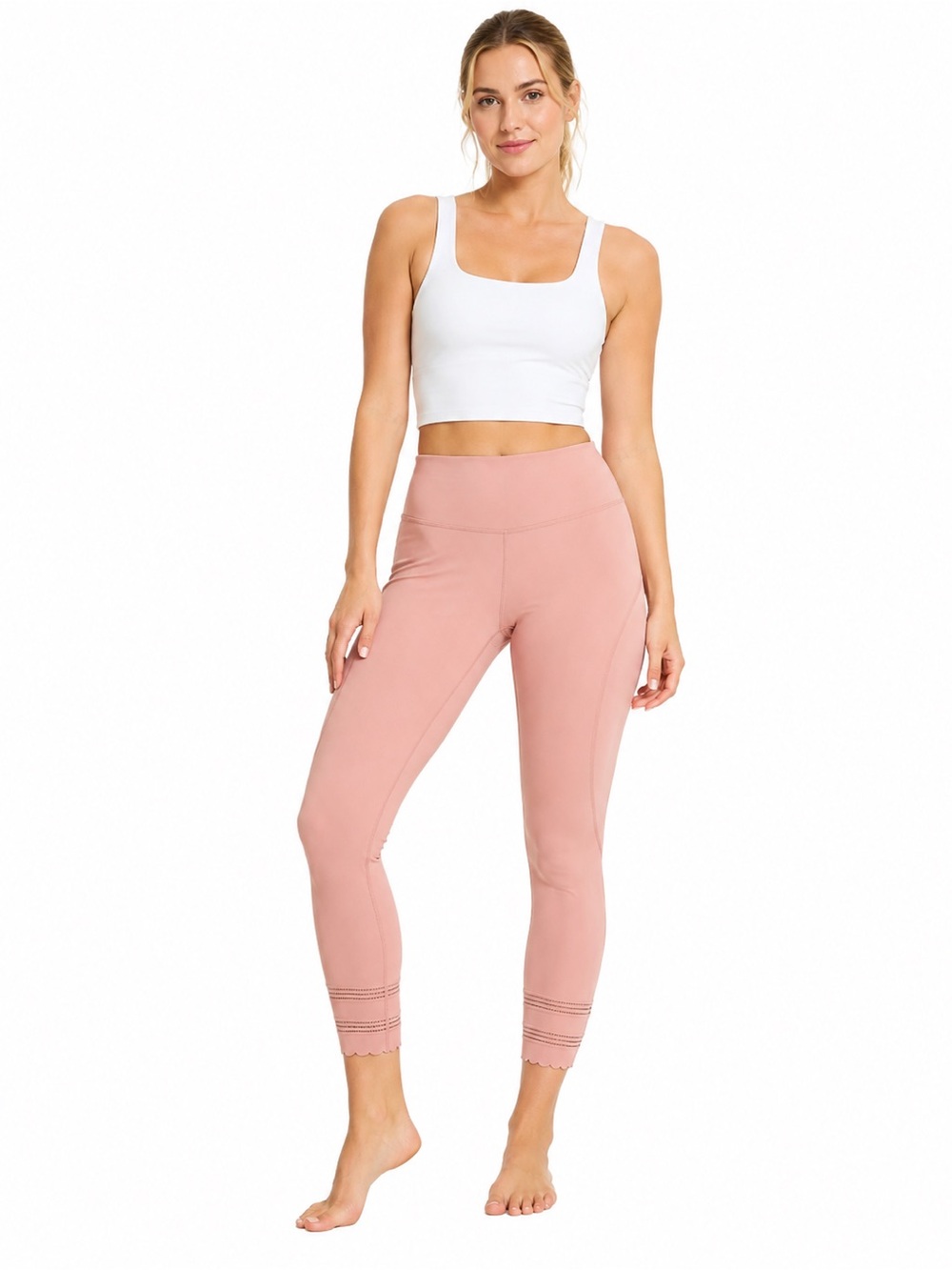 FP Movement Petal Pusher Cropped Leggings Pink Scallop Size M